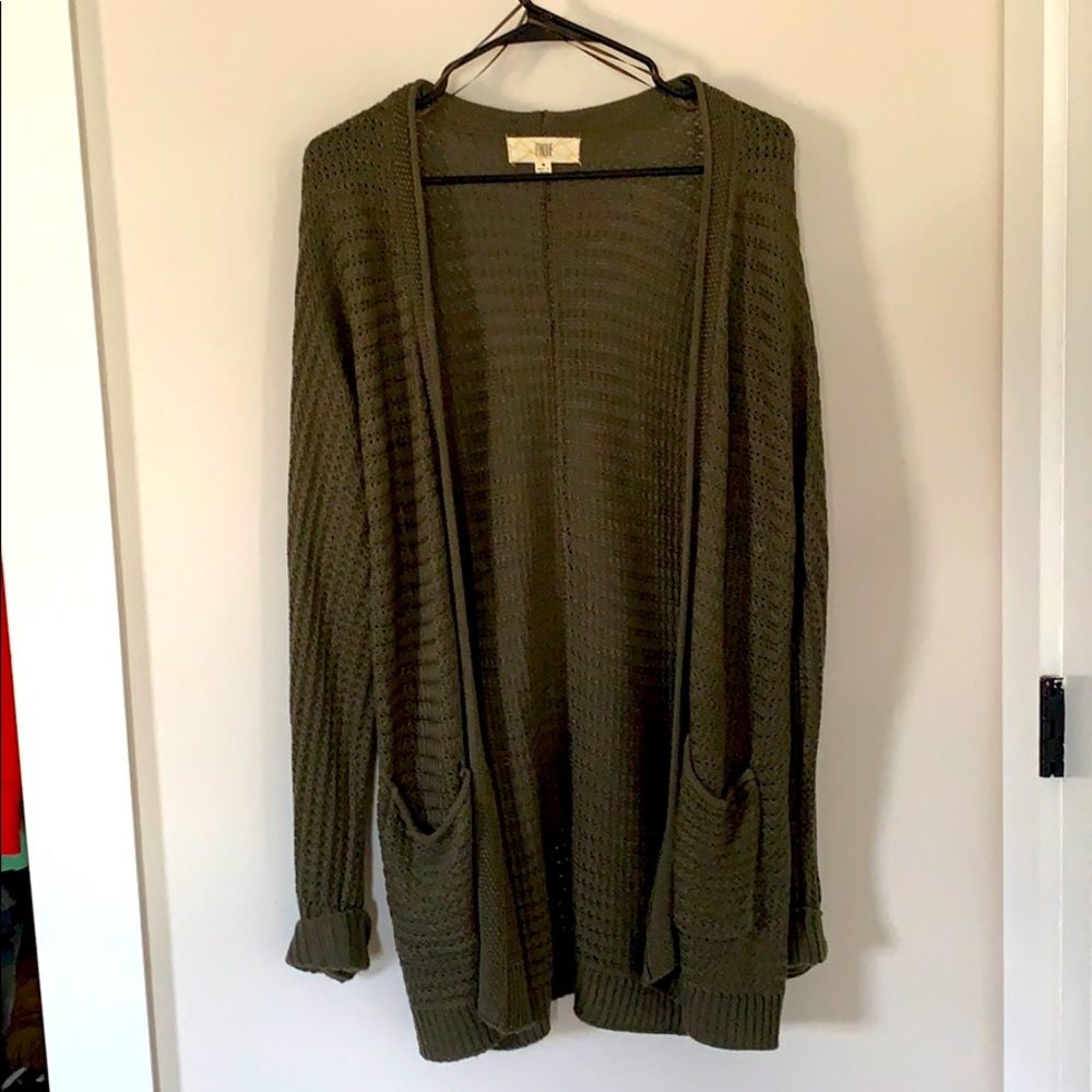 Olive Green Pinque Cardigan